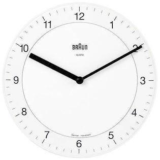 Braun hvidt væg ur med præcist quartz - Ø 20 cm, model BNC006WHWH